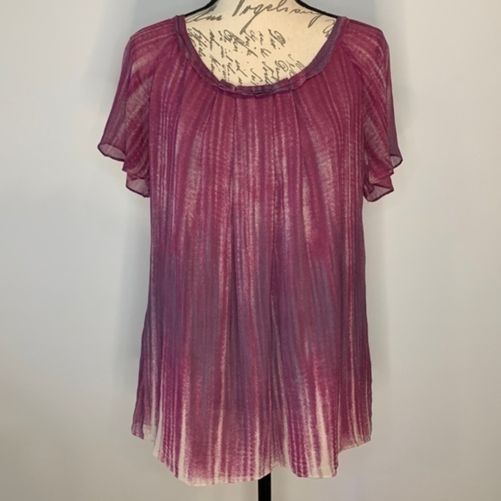 J. Jill silk flutter sleeve top pleat front relaxed fit size medium